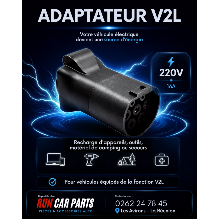 copy of Adaptateur V2L Type 2 vers prise 220 V – 16 A pour véhicule électrique